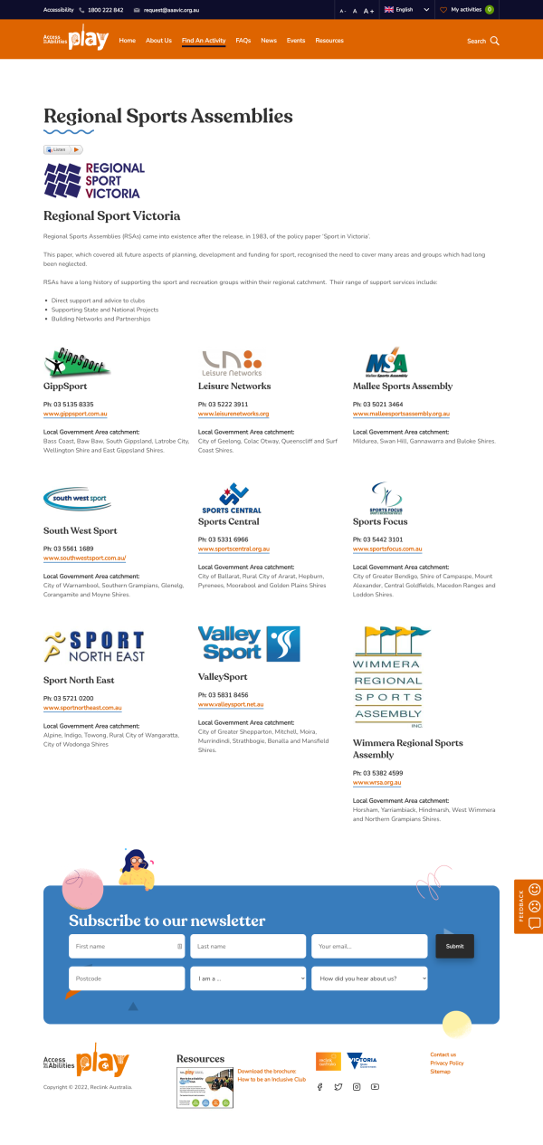 Regional Sports Assemblies Content