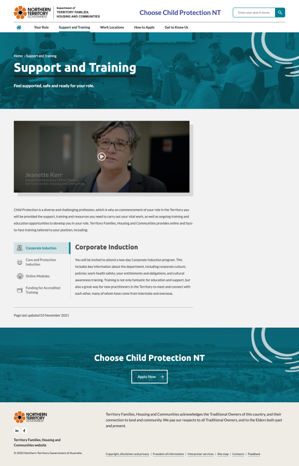 Support and Training page
