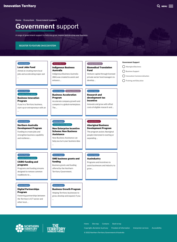 Government EcoSystem page