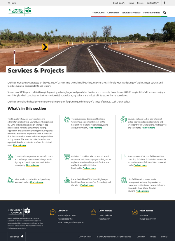 Services and Projects page