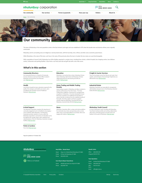 Our Community Landing Page