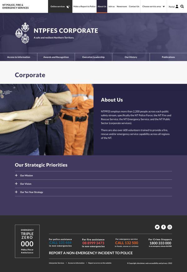 Corporate landing page