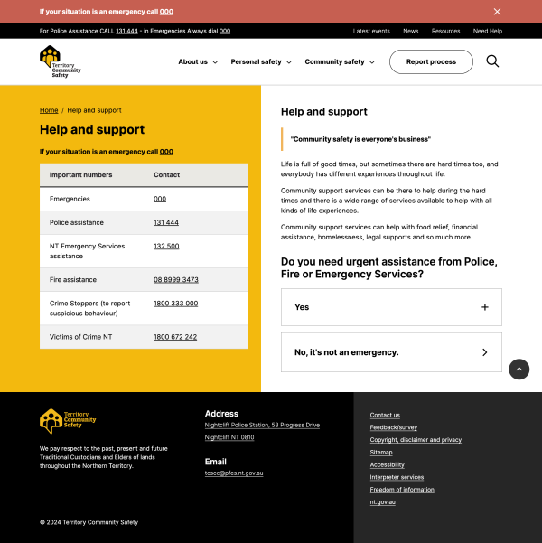 Territory Community Safety Form