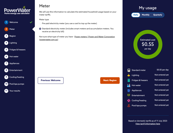 PowerWater Calculator